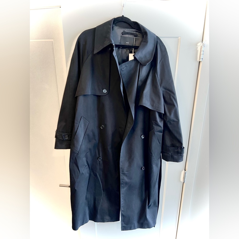 NWT Mango Black Belted Trench Coat 2X